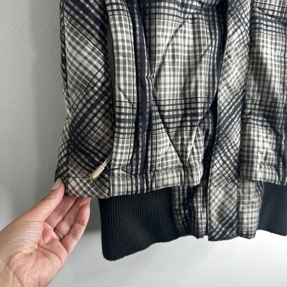 North Face Vest Womens Small P Plaid 600 Down Fill Hooded Faux Fur Puffer Jacket - Picture 4 of 16